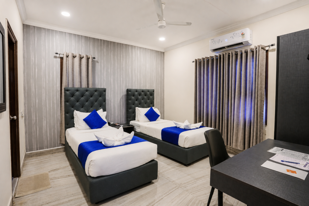Twin-bed room with work desk at AtHome Apartment Hotel